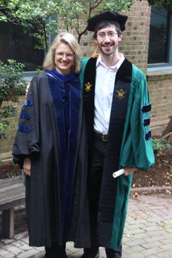 Research Associate Professor Marjy Friedrichs (L) with graduating student Danny Kaufman, winner of VIMS' 2017 Zeigler Award. 