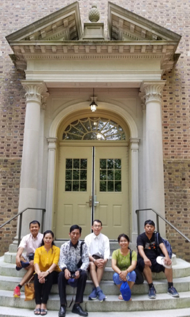 Members of the visiting Myanmar research team visited local academic and cultural sites, including William & Mary. From L: Dr. Ko Yi Hla, professor, Mawlamyine University; Dr. Yin Yin Aye, professor and head, Department of Geology, Mawlamyine University; Mr. Min Naing Soe, assistant lecturer, University of Yangon;  Dr. Day Wa Aung, professor and head, Department of Geology, University of Yangon; Dr. Thida Oo, lecturer, Mawlamyine University; and Dr. Moe Zat, lecturer, Mawlamyine University.