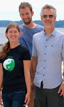 Study authors Jonathan Lefcheck (C) and Emmett Duffy (R) with colleague Pamela Reynolds.